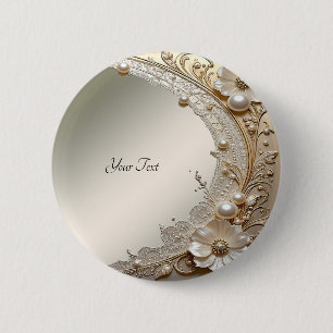 Moderne weiße Blumen Perlen Knopf Button