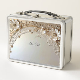Moderne weiße Blumen Perlen Lunchbox
