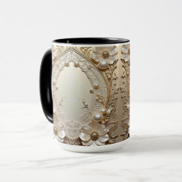 Moderne Weiße Blumen Perlen Perlen Tasse
