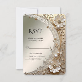 Moderne weiße Blumen Perlen RSVP-Karte RSVP Karte