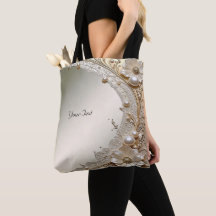 Moderne weiße Blumen Perlen-Tasche