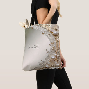 Moderne weiße Blumen Perlen-Tasche Tasche