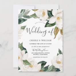 Moderne weiße Blütenleaf Krautgrün Hochzeit Einladung