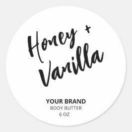 Moderne weiße Body-Butter-Etiketten Runder Aufkleber