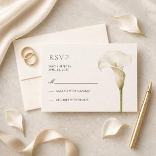 Moderne weiße Calla-Lilien-Hochzeits-Antwortkarte RSVP Karte