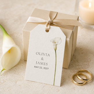 Moderne weiße Calla-Lilien-Hochzeitsgeschenkkarte Geschenkanhänger