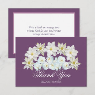 Moderne weiße Clematis-Rosen-Braut-Dusch-Dankeschö Dankeskarte