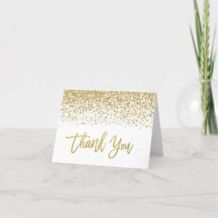 Moderne weiße Dankeskarten mit falschem Goldglitte Dankeskarte