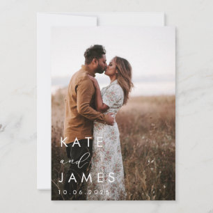 Moderne Weiße Elegante Foto Hochzeit Save The Date