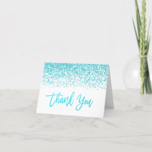 Moderne weiße falsche Teal-Glitter Dankeschön Dankeskarte