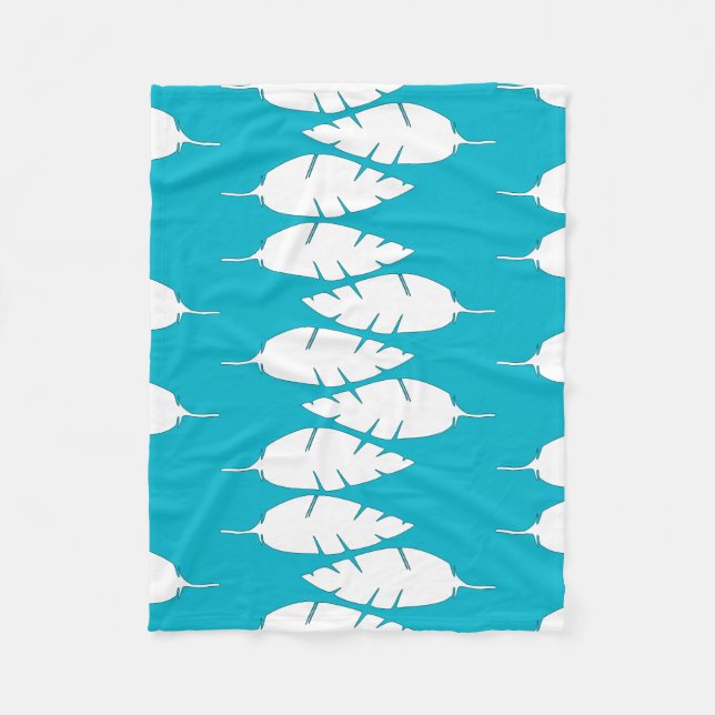 Moderne weiße Federn Fleecedecke (Vorderseite)