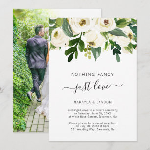 Moderne weiße florale elegante Hochzeitsfeier Einladung