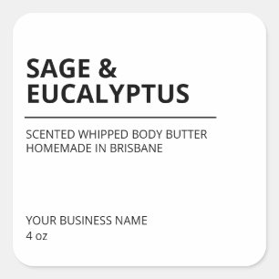 Moderne weiße, gestreifte Body Butter Labels Quadratischer Aufkleber