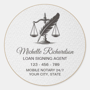 Moderne weiße Gold Notar Kredit Signing Agent benu Runder Aufkleber