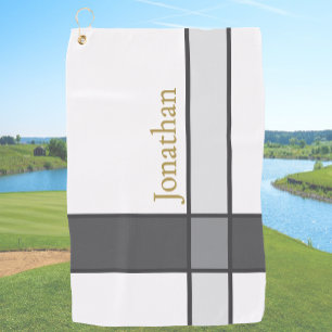 Moderne weiße graue und goldene minimalistische be golfhandtuch