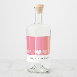 Moderne weiße Herzen Rot und Rosa Streifen Valenti Alkoholflaschenetikett