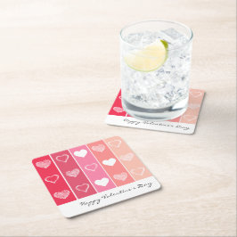 Moderne weiße Herzen Rot und Rosa Streifen Valenti Rechteckiger Pappuntersetzer