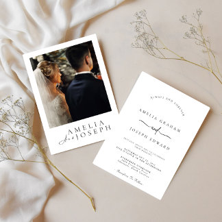 Moderne weiße Hochzeitseinladung mit Foto | Editie Einladung