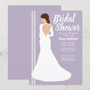 Moderne weiße Hochzeitskleid & Glamour Brautparty Einladung