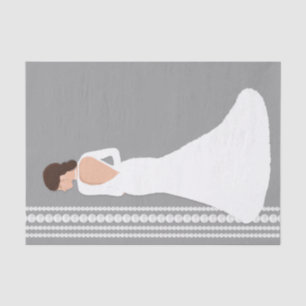 Moderne weiße Hochzeitskleid & Perlen Brautparty Seidenpapier