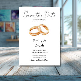 Moderne weiße Hochzeitsringe Save The Date Karte