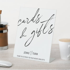 Moderne weiße kalligrafische Karten und Geschenke  Sockelschild