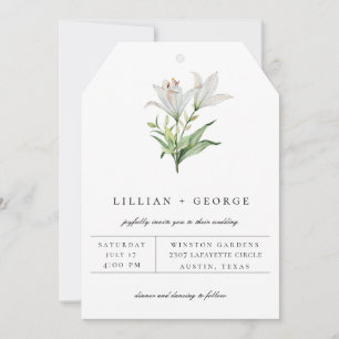 Moderne weiße Lilien-Blumenstrauß-Hochzeit Ankündigung