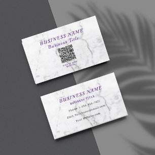 Moderne weiße Marmor mit QR-Code Visitenkarte