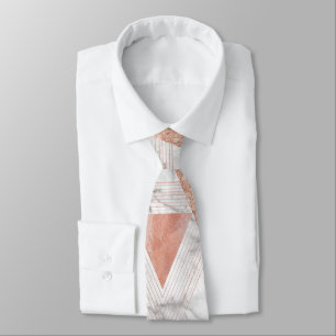 moderne weiße Marmor-Roségold-Dreiecke geometrisch Krawatte
