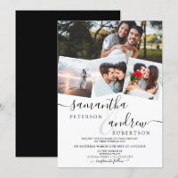 Moderne weiße Minimalschrift 4 Fotos Hochzeit