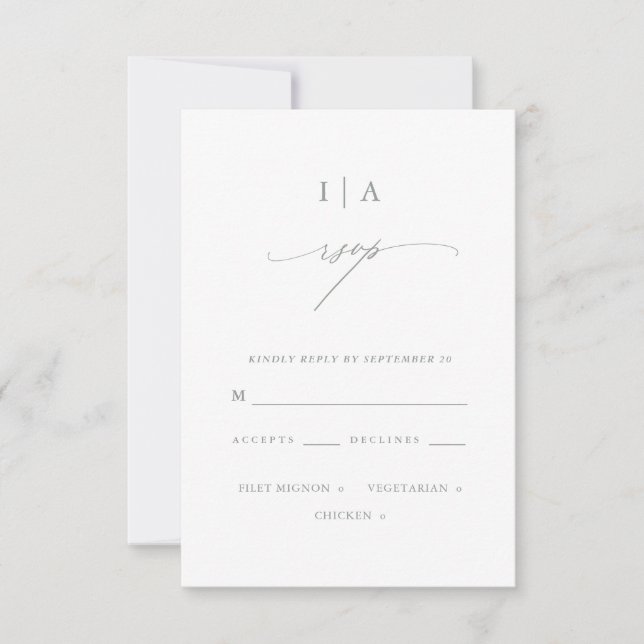 Moderne weiße Monogramm Hochzeitsrampe RSVP Karte (Vorderseite)