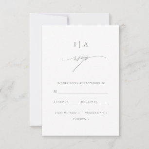 Moderne weiße Monogramm Hochzeitsrampe RSVP Karte