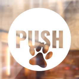 Moderne weiße PUSH & Pet Paw Verlassen Ladetür Fensteraufkleber