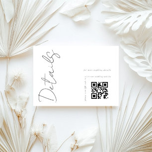 Moderne weiße QR-Code Hochzeitsdetails Begleitkarte