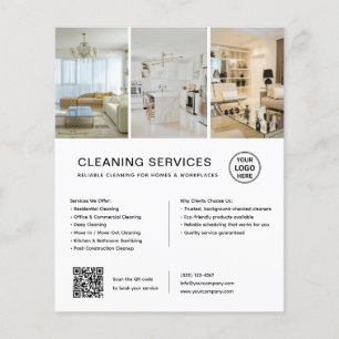Moderne weiße Reinigungsdienstleistungen QR-Geschä Flyer