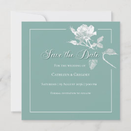 Moderne Weiße Rosen Hellgrüne Blumige Hochzeit Save The Date