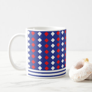 Moderne weiße rote Diamantstreifen Kaffeetasse