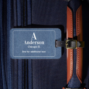 Moderne weiße Schrift auf blauem Jeansdruck Gepäckanhänger