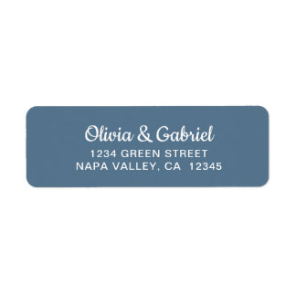 Moderne weiße Schrift. Blue Wedding Rücksendeadres