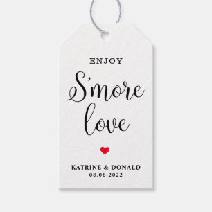 Moderne Weiße Schrift S'more Liebes Hochzeitsgunst Geschenkanhänger