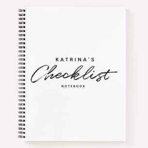 Moderne weiße schwarze einfache Checkliste Notizbuch