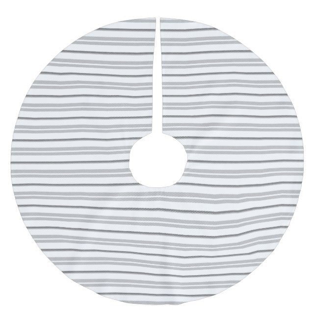 Moderne weiße schwarze grafische Streifenmuster Polyester Weihnachtsbaumdecke (Vorderseite)