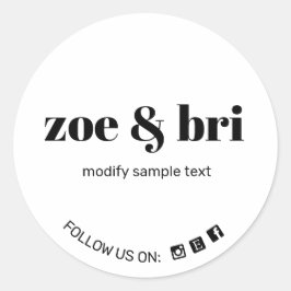 Moderne, weiße Schwarze hinzufügen Ihre Logos Soci Runder Aufkleber