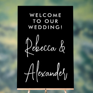 Moderne weiße Skriptpaare heißen Hochzeit Willkomm Acrylschild