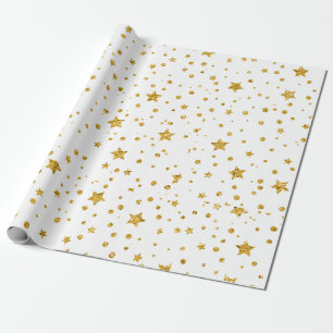 Moderne, weiße und goldene Himmelsstars Geschenkpapier