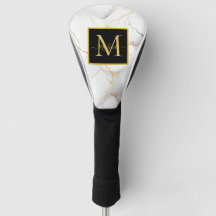 Moderne weiße und goldene marmorierte Monogramm-Na