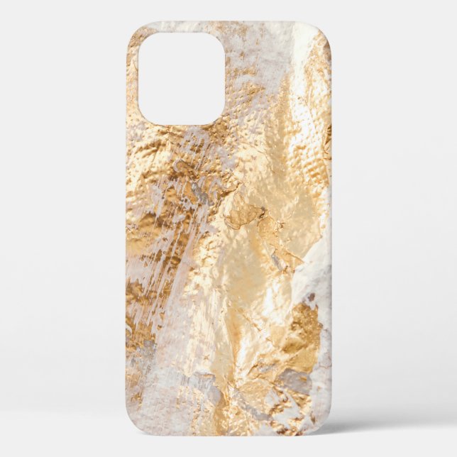 Moderne, weiße und goldfarbene Grundfarbe Tex Case-Mate iPhone Hülle (Rückseite)