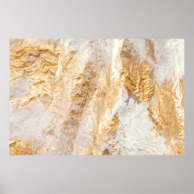 Moderne, weiße und goldfarbene Grundfarbe Tex Poster (Vorne)
