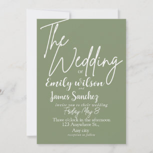Moderne weiße und grüne einfache Hochzeit Einladung