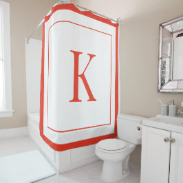 moderne weiße und orange Monogramm Initiale Duschvorhang
